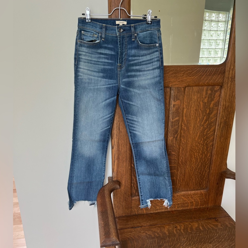 Splendid brand jeans, crop kick fit flare with chewed hem women’s size 26
